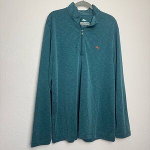 Tommy Bahama‎ Teal Space Dye Quarter Zip Pullover